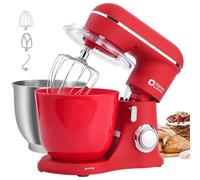 Kitchen in the box Robot Pâtissier, 4.5L+5L 2Bols Robots de Cuisine, 10 Vitesses Batteur Electrique Cuisine, 1300W Pétrin Professionnel avec Fouet, Batteur, Crochet (Rouge)
