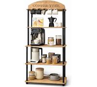 Kitchen Life Coffee Time Armoire polyvalente et station à café - Design rétro, blanc brillant et chêne Safir, MDF E1, meuble de cuisine et de salon, montage facile