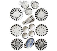 Kitchen Life Majesty New Bone China Service de petit-déjeuner 32 pièces pour 6 personnes - Vaisselle en porcelaine de haute qualité, à paroi fine et élégante avec double sous-vernis - Passe au