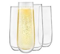 Kitchen Lux Lot de 4 flûtes à champagne sans pied de 300 ml - Verres à champagne élégants - Verre transparent de qualité supérieure pour vin, shots, cocktails, champagne, mimosa pour les fêtes - Passe