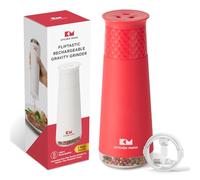 Kitchen Mama FlipTastic Moulin à poivre et sel rechargeable - Moulin à poivre électrique à gravité réglable, fonctionnement à une main, moulin à sel et poivre rechargeable pour la cuisine (rouge)