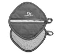 Kitchen Mama Lot de 2 Dessous de Plat en Silicone, Gris Métal | Résistants à la chaleur, double poche avec doublure en coton, pour plats chauds, casseroles et bols