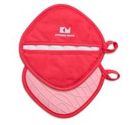 Kitchen Mama Lot de 2 Dessous de Plat en Silicone, Rouge | Résistants à la chaleur, double poche avec doublure en coton, pour plats chauds, casseroles et bols