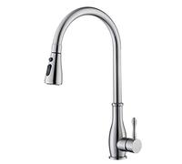 Kitchen Mixer Taps with Pull Out Sprayer, Brushed Stainless Steel Pull Out Kitchen Faucet, Hot and Cold Water Faucet, Single Hole Kitchen Sink Faucet with 2 Modes