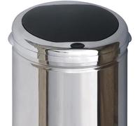 KITCHEN MOVE Couvercle pour poubelle push rond modèle TOKYO Chrome et noir Ouverture par simple pression