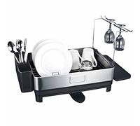 KITCHEN MOVE Egouttoir à Vaisselle Multifonctions en Acier SHARD pour 9 Assiettes et 6 Verres avec Bec de Drainage