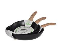 KITCHEN MOVE Lot de 3 poêles à frire induction antiadhésive Ø20/24/28 cm INFINITA avec poignée imitation bois