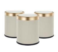 KITCHEN MOVE Lot de 3 Poubelles Push en Plastique 8L GLINT Blanc et Or