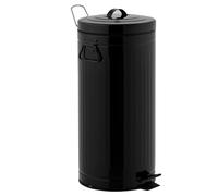 Poubelle de cuisine à pédale 30L Vintage BROOKLYN Noir en acier Inox avec seau