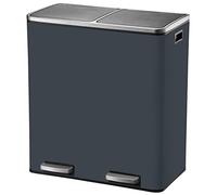 KITCHEN MOVE Poubelle de cuisine à pédale tri sélectif grande capacité 60L (2x30L) MAJOR en acier Inox Gris mat