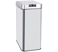 KITCHEN MOVE Poubelle de cuisine automatique 60L SILVERLAKE en acier Inox avec cerclage Ouverture papillon grande capacité