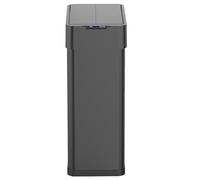 KITCHEN MOVE Poubelle de cuisine automatique 70L SILVERLAKE BLACK en acier Inox avec cerclage Ouverture papillon grande capacité