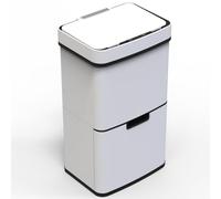 Kitchen Move Poubelle de cuisine automatique NARVIK 75 L – Tri sélectif double, blanc + poubelle 3 L
