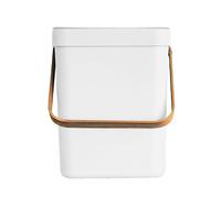 Kitchen Move – Poubelle de table BODEN 5 L en plastique recyclé Blanc avec poignée en bambou