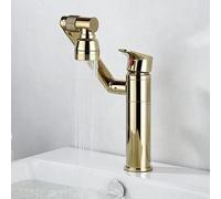 Kitchen Multifunct Bathroom Sink Faucet Hot Cold Mixer Antique Bronze Deck Mounted Water Taps (Color : Gold (Black Tall)