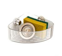 Kitchen NoDrill Étagère de rangement triangulaire avec ventouse pour organiser les éponges et les brosses à récurer, design peu encombrant pour une installation fluide (argenté)