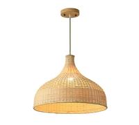 Kitchen Pendant Light Made of Woven Wicker Shade, Boho Style Hanging Lamp Natural Lantern Chandelier for Dining Tea Room, Restaurant Beige(20cm)