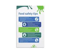 Kitchen Poster Food Handling and Sanitation Steps Chart for Restaurant Compliance Wall-Art Canvas Print(Unframed,12X18inch(30X45cm))