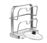 Kitchen Pot Lid And Spoon Lid Rack - Stainless Steel PP Multi-Layer | Wall-Mounted Countertop - Multi-Functional Detachable Tray For Streamline Kitchen Space, Neatly Arrange Cookware, Inside Cabinet