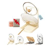 Kitchen Pot Lid Storage Rack, Multifunctional Stainless Steel Pot and Pan Organizer with Removable Drip Tray, Two-Compartment Spatula Holder for Counter Stove Top Kitchen Accessories(Beige-Double)