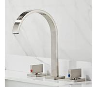Kitchen Retro, Cold and Hot Wash Basin Faucet, Handle Hole Bathroom Sink faucets, Two-Handle Mixer with Cross Handles, Brushed (Color : Schwarze Antik) Drinking