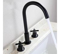Kitchen Retro Holes rotatable Faucet, Two-Handle Mixer Tap for Bathroom Sink with Cross Handle, Chrome (Color : Black) Drinking Water