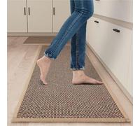 Kitchen Rugs and Mats Non Skid Washable Set of 2 PCS, Water Absorbent Floor Rug Carpet with Rubber Backed, Farmhouse Runner for Entryway Porch Backyard Dining Room(Brown Coffee)