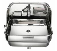 Kitchen RV Sink Kitchen Folding Sink with Cold Water Faucet Square Single Bowl Sink Stainless Steel Multifunctional Hand Wash Basin for Bars Food Trucks Campers