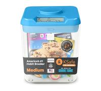 Kitchen Safe: Time Locking Container (Blue Lid + Transparent Base) - 5.5" Height