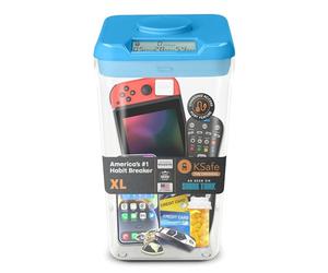 Kitchen Safe: Time Locking Container (Blue Lid + Transparent Base) - 5.5" Height