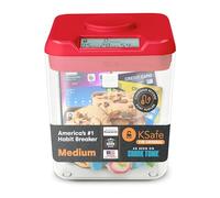 Kitchen Safe: Time Locking Container (Red Lid + Transparent Base) - 5.5" Height