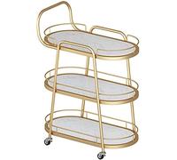 Kitchen Serving Cart with Three Shelves Metal Bar Trolley Carts with Lockable Wheels and Ergonomical Handle Trolley Serving Bar Cart for Home,Kitchen Living Room an White(J)