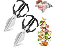 Kitchen Shears - Multifunctional Heavy Duty Kitchen, Shears Sharp Stainless Poultry Scissors Heavy Duty Cut Bone for Food with Ergonomic Handle for Chicken, Meat, Seafood, Bone Cutting (2pcs-B)