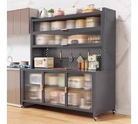 Kitchen Sideboard, Buffets, Crédences Et Vaisselier, Living Room High Kitchen Cabinet Storage, Showcase for Dining Room, Office, Living Room(Black,90cm/35.4in)