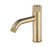Kitchen Single Hole Brass Basin Push Button Bathroom Hot & Cold Sink Mixer Tap Deck Mounted Lavatory Faucet, Vanity Faucet,Brushed Gold (Chrome) Drinking