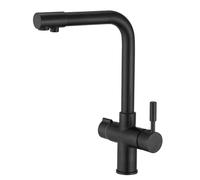Kitchen Sink Faucet, 3-Way Mixer Tap, Swivel, Single Hole, with 2 Handles, Made of Chrome-Plated Brass.