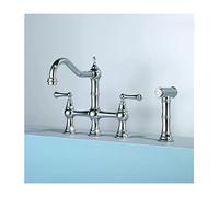 Kitchen Sink Faucet,Kitchen Faucet with Sprayer, 360 Swivel Brass Faucet,2 Handle 3 Hole Kitchen Mixer Taps for Camper,Bar Sinks,Brushed Gold (Black)