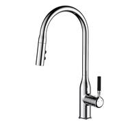 Kitchen Sink Mixer Faucet with Pull Out Sprayer, Kitchen Faucets Swivel Brass Hot and Cold Water Kitchen Faucet Chrome