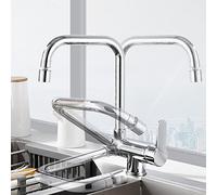 Kitchen Sink Mixer Tap, Foldable Brass Kitchen Faucet with Inner Window, Swivel Single Hole Hot and Cold Water Tap, Black, Dual Mode.