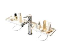 Kitchen Sink Organizer - Draining No-Drill Portable Rack, 19.69×3.94×4.33 Inch Kitchen Faucet Holder with Drain Tray for Soap Sponge, Bathroom Countertop Shelf, Cosmetics Storage for Toilet Corner