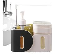 Kitchen Sink Soap Dispenser Bottle - 6.69 inches PP Refillable Organizer | 300ml Lotion Container with Built-in Sponge Holder and Towel Rack - Multipurpose for Dish Cleaning, Bathing and Face Washing