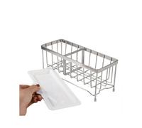 Kitchen Sink Sponge Holder, Stainless Steel Kitchen Soap Dispenser Caddy Organizer, Countertop Soap Dish Rack Drainer with Removable Drain Tray
