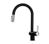 Kitchen Sink Taps with Pull Out Spray Brass 360° Rotation Dual-Mode Water Outlet Kitchen Sink Faucet-Black