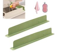 Kitchen Sink Water Splash Guard - Keep Your Counter Dry & Clean, Silicone Integrated Suction Cup Sink Water Baffle (2*Green)