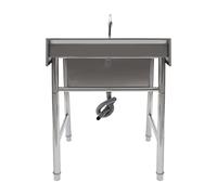Kitchen Stainless Steel Freestanding Single Bowl Utility Sink Portable Laundry Sink Outdoor Basin Station with Faucet for Laundry Room Bathroom Farmhouse