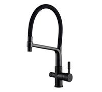 Kitchen Taps 3 Way Kitchen Sink Mixer Tap Brass Hot and Cold Direct Drinking 360° Rotation Free Pull Kitchen Filter Faucet-Black