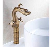 Kitchen Taps Fashion Style Bathroom Dragon Mixer Taps Antique Brass Finis Bath Bownling Basin Double Hatter Robinet Crane Faucet