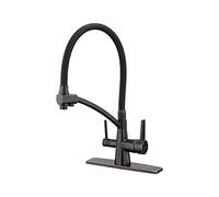 Kitchen Taps Robinet Robinets de Cuisine avec Filtre à Eau extractible de Nettoyage mélangeur monté sur Le Pont Robinet Chaud et Froid Tube en PVC en Silicone Souple Noir