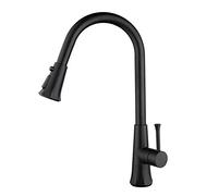 Kitchen Taps with Pull Out Spray Brass Kitchen Sink Faucet 360° Rotation 2 Modes Telescopic Faucet-Black