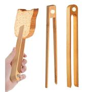 Kitchen Tongs, 2-Piece Wooden Food Tongs with Built-In Magnets for Easy Storage, Serving Tweezers for Cooking, Grilling, Camping, Barbecue, Party, Dessert, Salad, Steak, Kitchen Tools